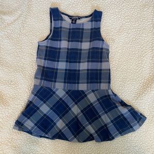 Lands End girls school uniform dress, blue plaid